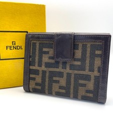 Fendi Zucca Bifold Wallet Calf Leather Canvas made in italy 1852