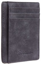 Travelambo Slim Wallet Front Pocket Minimalist Leather RFID Blocking Medium Size