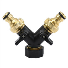 3/4" Brass Double Garden Tap Adapter 2-Way Garden Hose Connector Splitter
