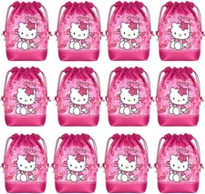 12 Pcs Kitty Drawstring Bag Set, Kitty Birthday Party Supplies, Non-Woven Fabric