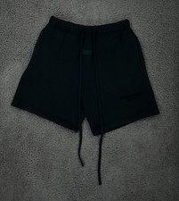 Essentials Fear of God Men s Black Sweat Shorts Drawstring Elastic Waist Logo
