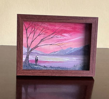 Original Acryl Gemälde auf Leinwand Tafel 5 x 7 in gerahmt