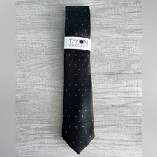 Tayion Collection Men's Black & Gold Dot Pattern Tie
