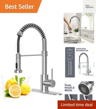 Brushed Nickel Kitchen Faucet with Pull Down Sprayer, Stainless Steel Spring ...