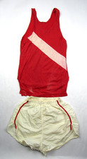 Vtg 1950s Running Singlet Tank Top & Shorts S...