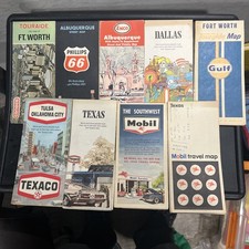 Lot (9) Vintage Service Station Maps Conoco Enco Texaco Phillips 66 Mobil