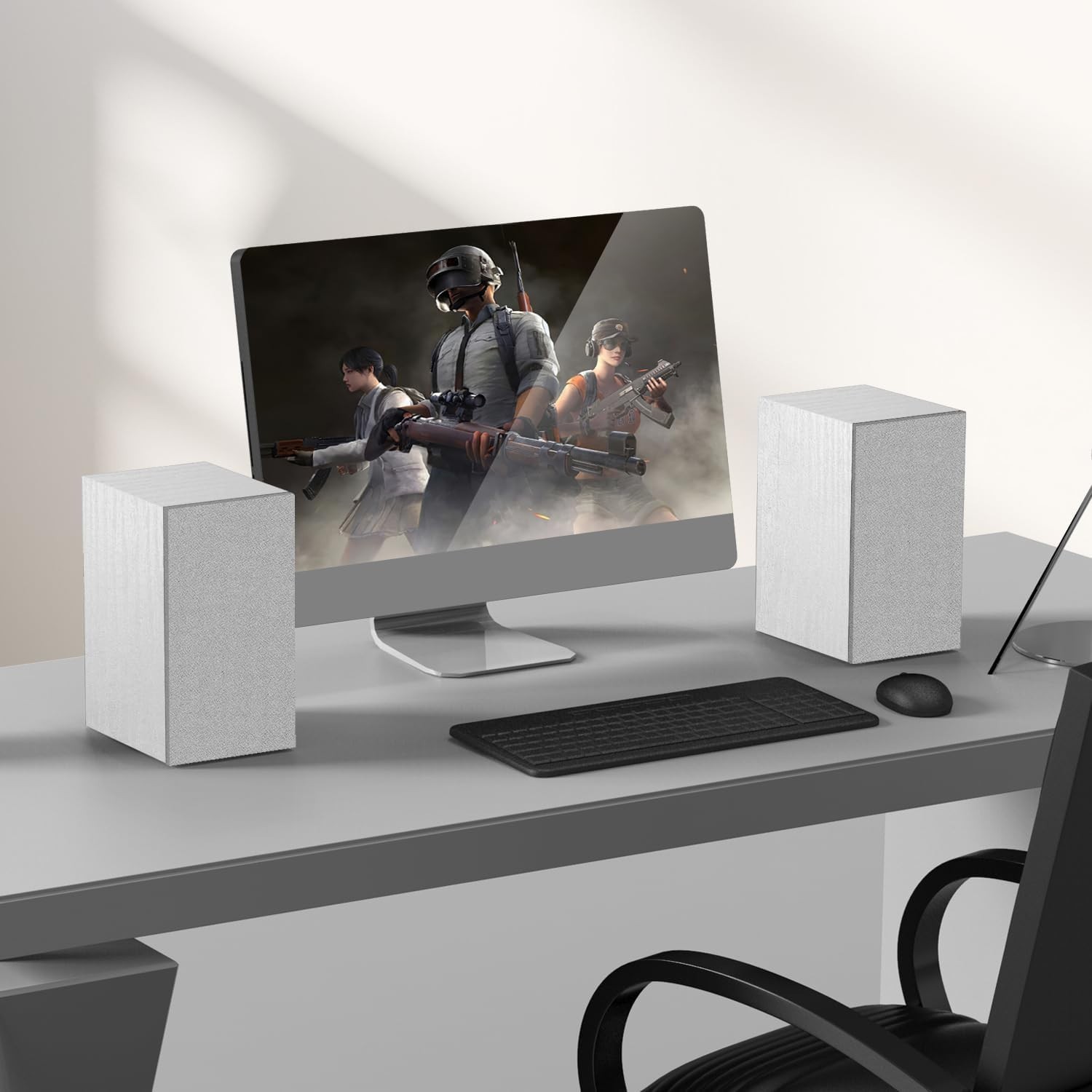 Compact Wall-Mounted Powered Speakers with 3.5-RCA Input & Superior Stereo Sound