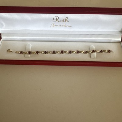 Ross-Simons 3.40 ct. t.w. Garnet Oval-Link Bracelet in 14kt Yellow Gold