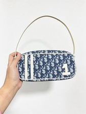Dior Christian Dior Trotter Blue Logo Canvas Zip Small Shoulder Bag w/ Dust Bag