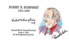 Signed Ronald A. Hale Hand Painted 2nd Day Ceremony Program #2189 Humphrey 1991