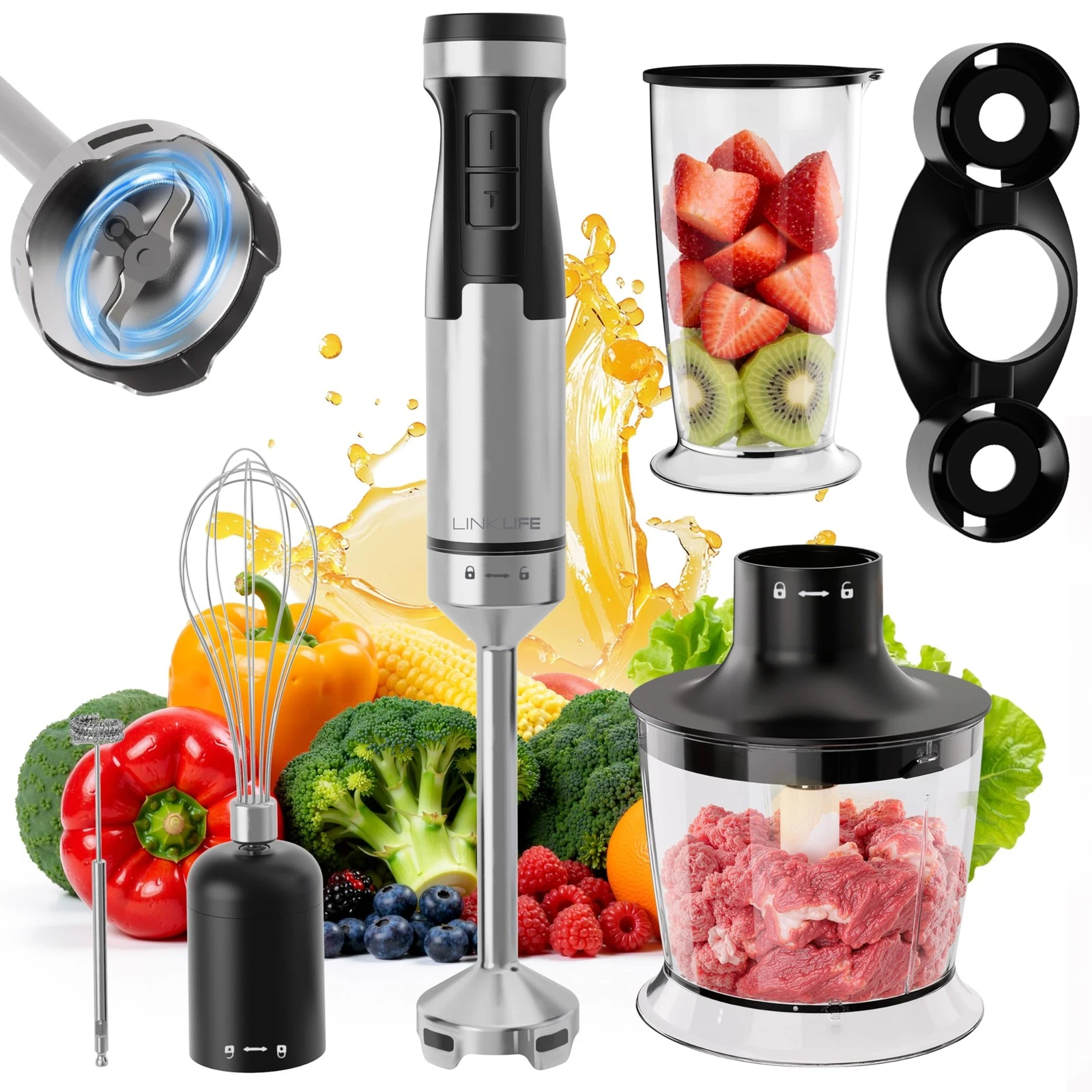 1200W Immersion Blender Handheld, 5-in-1 Variable Speed Emulsifier Hand Blend...
Opens in a new wind