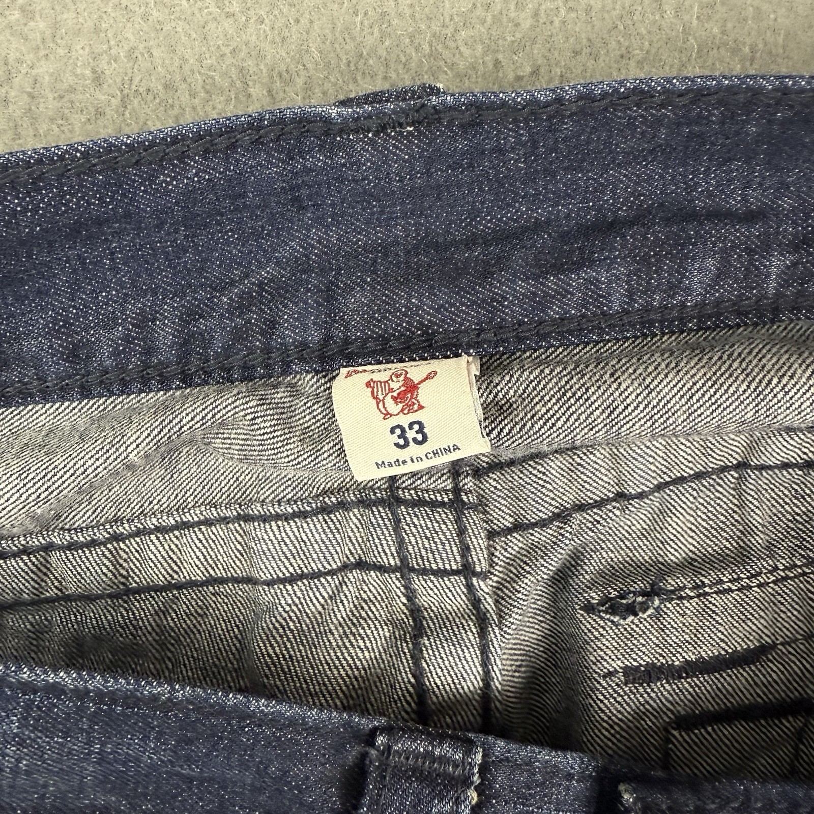 True Religion Jeans Men's 33 (Fits 35x34) Skinny Flap Pockets Blue Embroidered