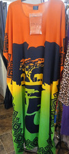 African Animal Print Kaftan Long with Head Wrap/Plus Size/51 inch long, relax