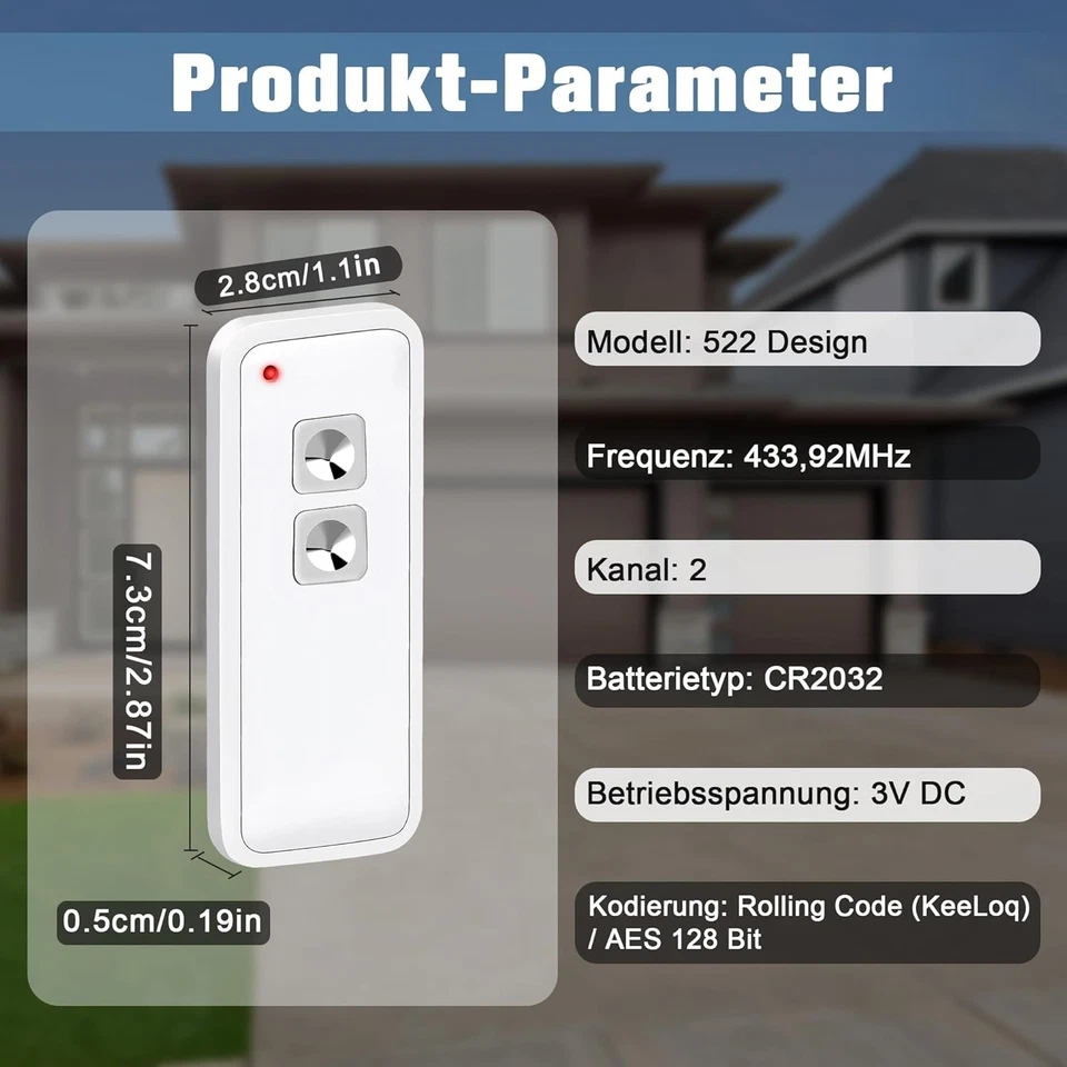 2Stück Handsender für Novoferm Novotron 522/524 Design MCHS43 Garagentor 433Mhz - Bild 4 von 4