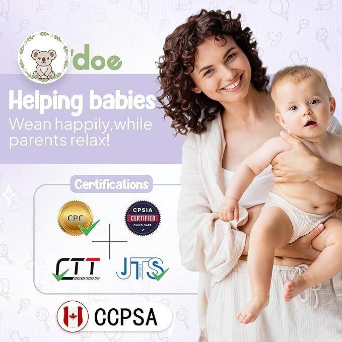 O'doe 17-Piece BPA-Free Silicone Baby Feeding Set. (Purple, V2)