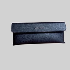 GUESS Eyeglass Sunglass Case Black Logo, Button, Semi-Hard Shell, Faux Leather