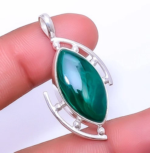 Malachite - Congo 925 Sterling Silver Pendant 1.65" P_9240_78_34, Christmas Gift - product listing photo