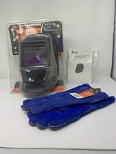 Hobart  Welding Helmet #10 Fixed Shade.   Auto-Darkening Black W/Welding Gloves