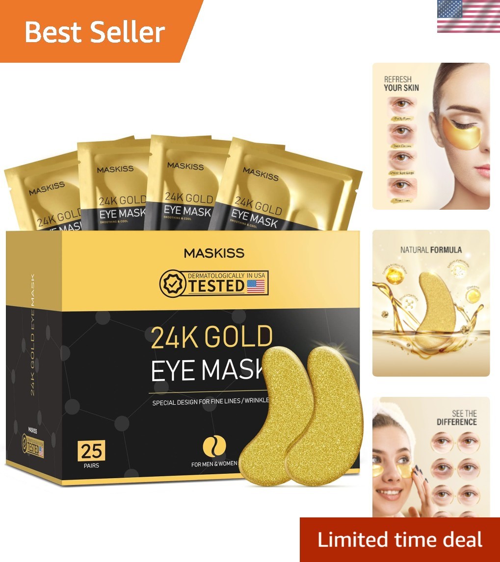 25 Pairs of Anti-Aging 24K Gold Eye Patches - Collagen & Hyaluronic Hydration