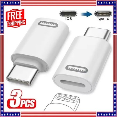 3-Pack 8-Pin Female to USB Type-C Male Adapter   Fast Charging & Data Transfer
