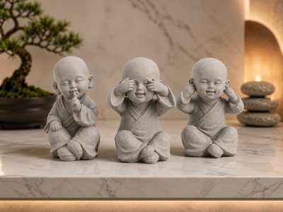 Drei Weise Mönche Statue Set Sehen Hören Sprechen Kein Böses Dekor Mehrfarbig