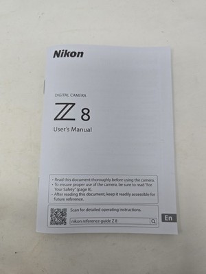 Nikon Z8 Digital Camera Basic Instruction Manual / User Guide In English