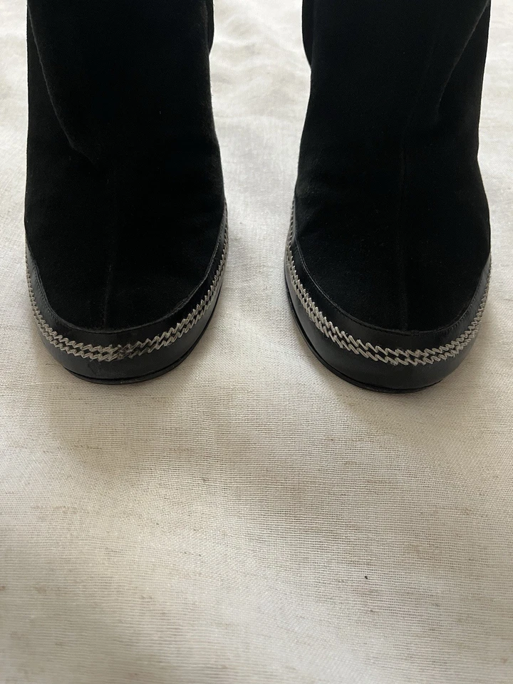 Botines Christian Dior Vintage Y2K 2005 John Galliano Negro Gamuza Emblema Foto 2 de 4