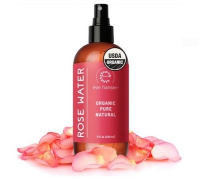 Eve Hansen Organic Rose Water Spray for Face Huge 8 oz Moroccan Rosewater Toner