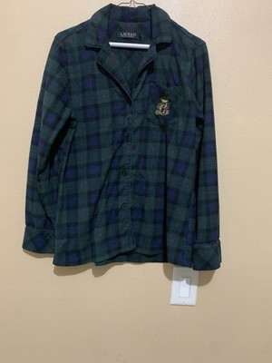 Lauren Ralph Lauren Women's Medium Plaid Logo Embroidery Night Shirt