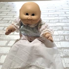 Vintage 1984 Cabbage Patch Kids Preemie Doll HM#3 Blue Eyes Bald Rosebud Dress