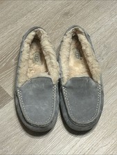 UGG Ansley Gray Suede Lined Moccasin Slippers Sz Women  s 9