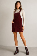 Altar’d State Corduroy Overall Pinafore Dress – Burgundy | Pockets | M