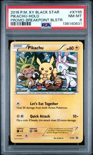 2016 POKEMON XY BLACK STAR PROMO | BREAKPOINT BLISTERSPIKACHU-HOLO XY95 PSA 8