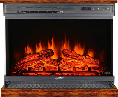 Equator 26'' Walnut Brown Electric Fireplace with Infrared Quartz & Flame Effect