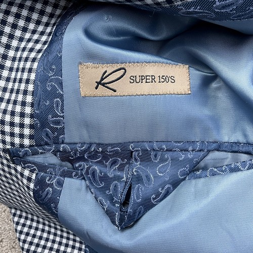 Rossi Tuta Uomo 3 Pezzi Uomo 52R/46R 42W Navy Gingham Check Cyrus Super 150s Lana - Foto 6 di 19