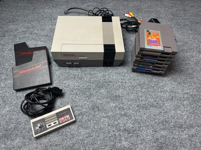 Nintendo NES Gray Console Bundle Tested & Working Original Authentic 8 Games