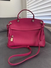 Furla Pink Satchel Top Handle Bag Padlock Logo Accent Zip Magnetic Closure