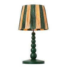 Litecraft Dolly Wooden Bobble Table Lamp with Raffia Shade - Green, Natural     