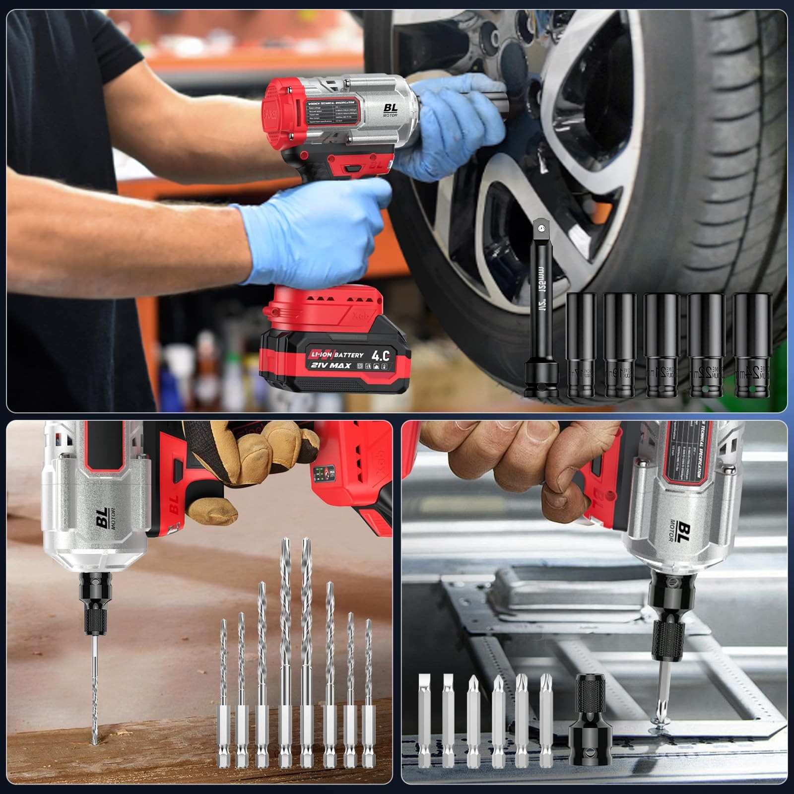 Avvitatore a Impulsi a Batteria 3 in 1 / Impact Driver/Trapano a Percussione foto 2