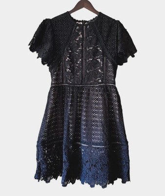 Few Moda New York Full Lace Dress Size Large Black Lined Fit & Flare  Women's | eBay