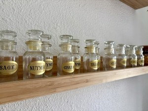 Vintage Clear Glass Spice Jars Set of 16- Unused 