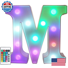 Pooqla Colorful LED Marquee Letter Lights with Remote Light Up Marquee Signs