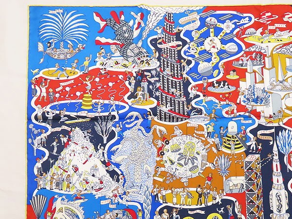 Hermes Carre 90 Exposition Universalle Large Scarf Stole Shawl Jawne Rouge Red