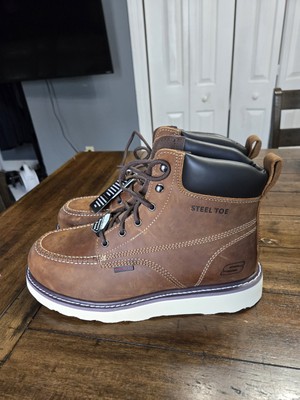 Men's Skechers Work Boot Kadmiel-Bennot Leather Air-Cooled Memory Foam Size 12