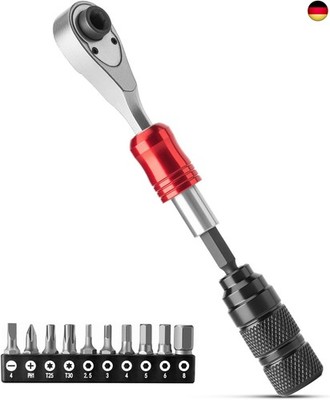 ROCKBROS Mini Ratchet Wrench with 10 Bits 1/4 Inch Ratchet Box Repair Tool Set