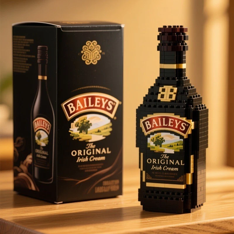 Whiskey Bottle Building Blocks Creative Wine Decor Gift for Adults Collector