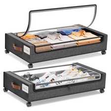 Under Bed Storage with Wheels, 2Pack Under Bed Storage Large 2pack Grey