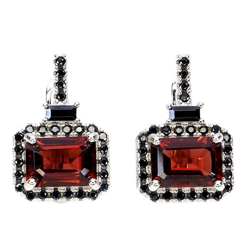 925 Sterling Silver Earrings Octagon Mozambique 7x5mm Spinel Gemstone Jewelry