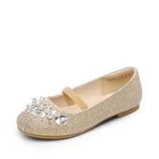 Girls Flat Shoes Ballerina Shoes Lightweight Wedding Dress Shoes GOLD/GLITTER