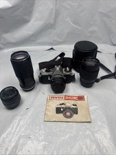 Pentax ME Super SE 35mm SLR Film Camera with Three Extra Lenses And Reminder A2